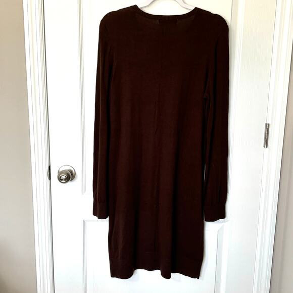 Michael Kors Wms XL Brown LS Lightweight Midi Sweater Dress Gold Studded - Picture 2 of 10